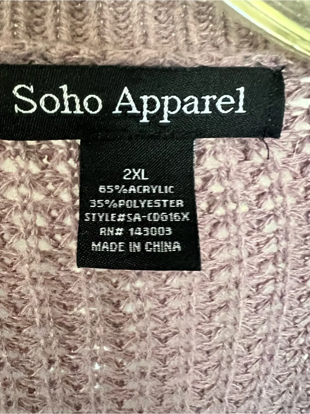 Soho Apparel Mauve Purple Open-Front Longer Cardigan Sweater XL